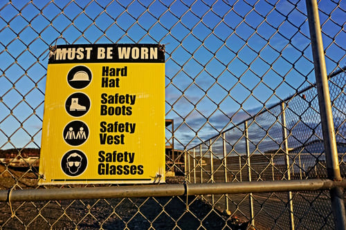 safety sign on fence