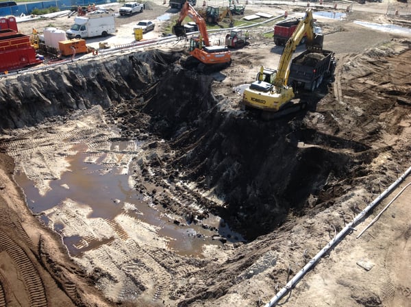 2 digger machines at construction site