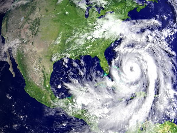 space view of united states with hurricane
