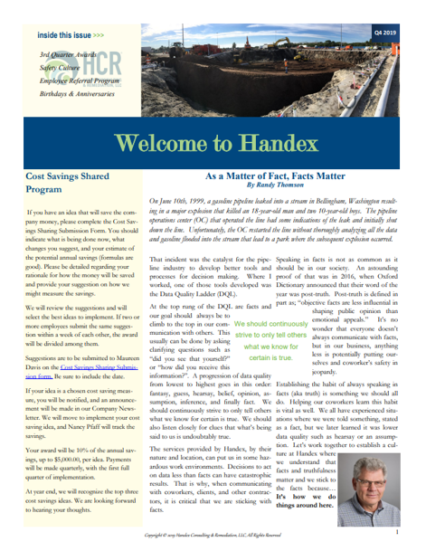 Welcome to Handex Newsletter Q4 2019