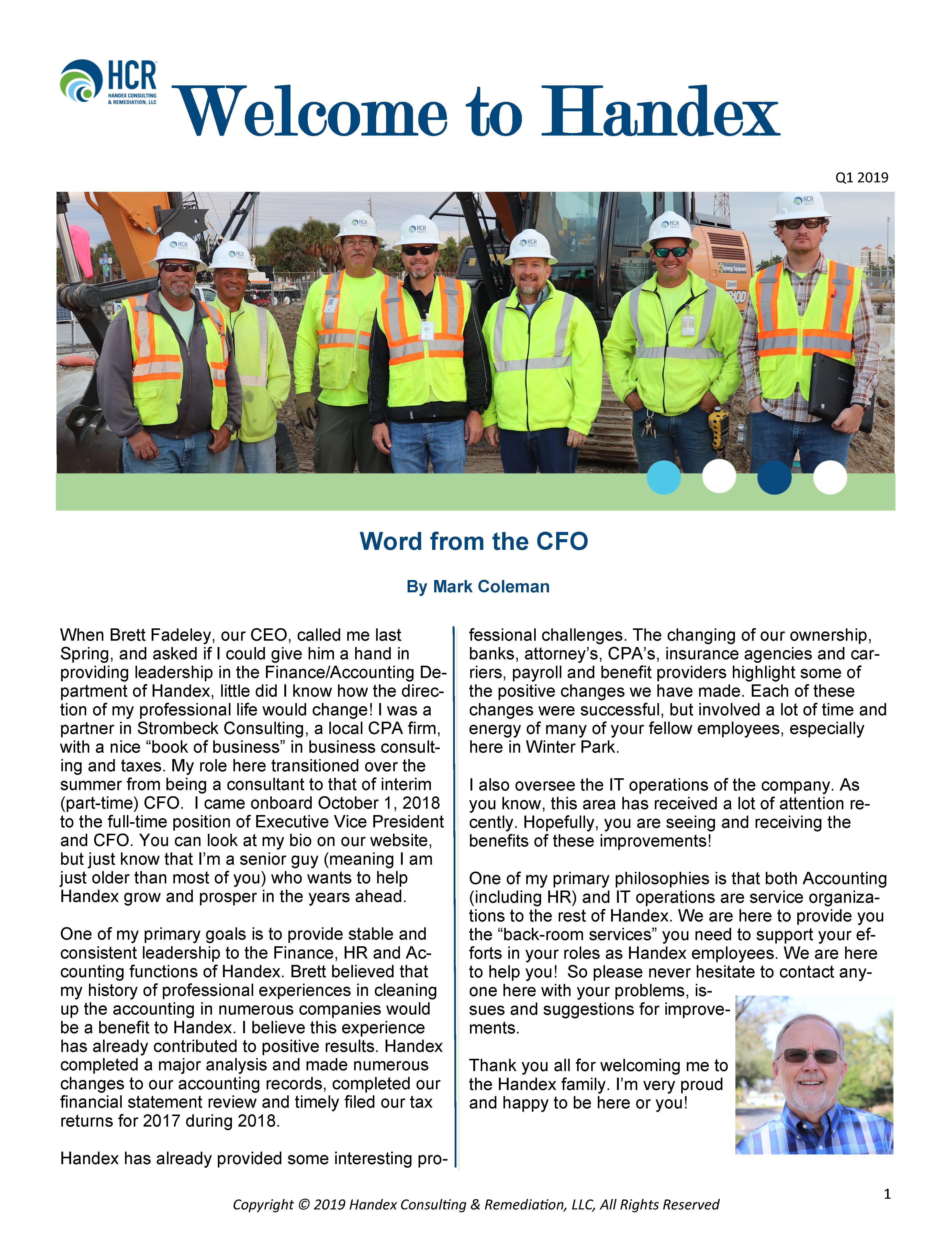 Welcome to Handex_Q1 2019 Newsletter_Page_1